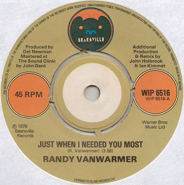 Just When I Needed You Most by Randy Vanwarmer