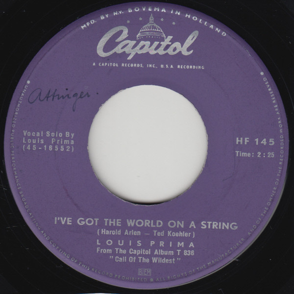 Pennies From Heaven / I've Got The World On A String by Louis Prima