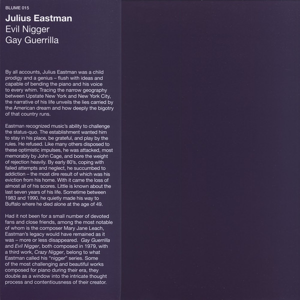 Evil Nigger - Gay Guerrilla by Julius Eastman