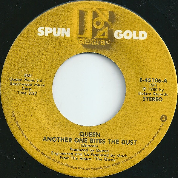 Another One Bites The Dust / Keep Yourself Alive by Queen physical vinyl pressing cover artwork on VinVibe