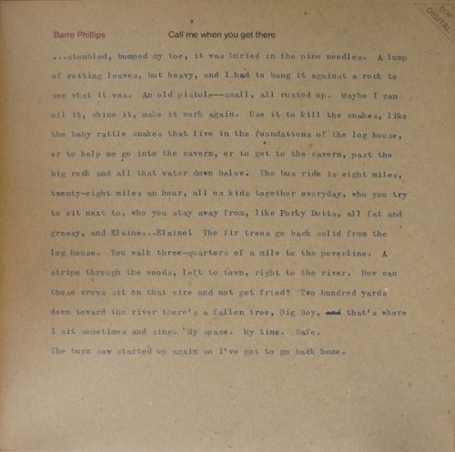 Call Me When You Get There by Barre Phillips