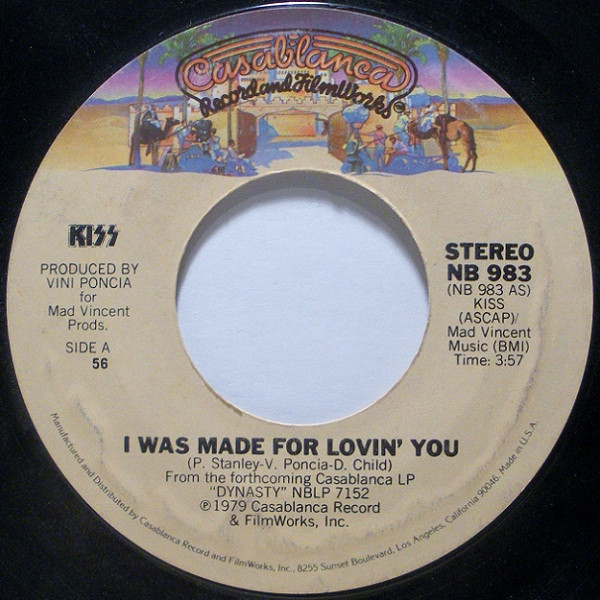 I Was Made For Lovin' You / Hard Times by Kiss physical vinyl pressing cover artwork on VinVibe