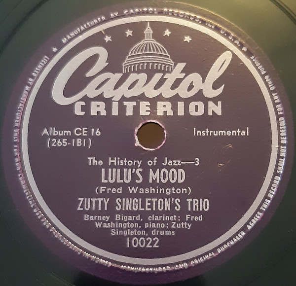 Lulu's Mood / Barney's Bounce by Zutty Singleton's Trio