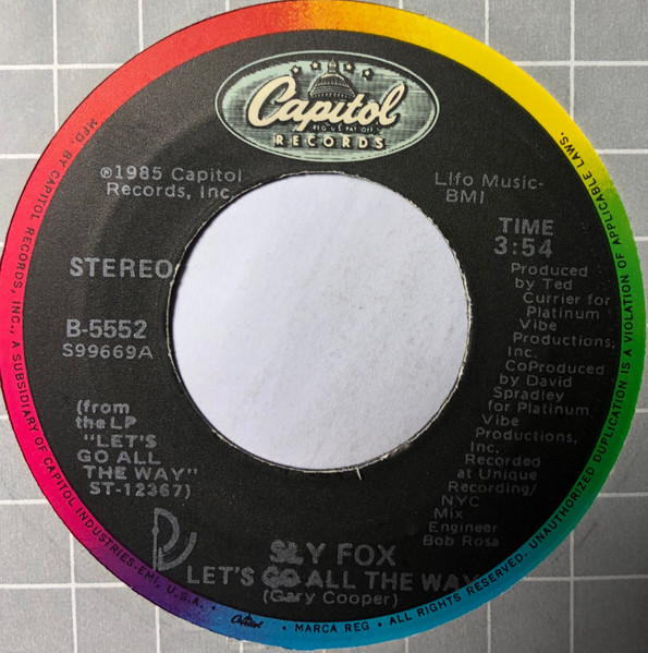 Let's Go All The Way by Sly Fox physical vinyl pressing cover artwork on VinVibe