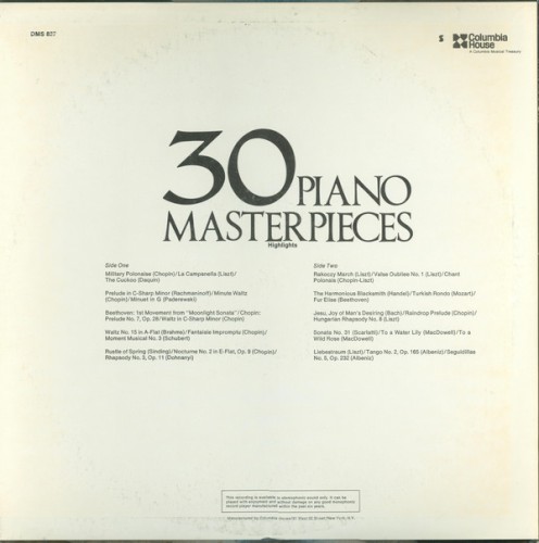 30 Piano Masterpieces by Various