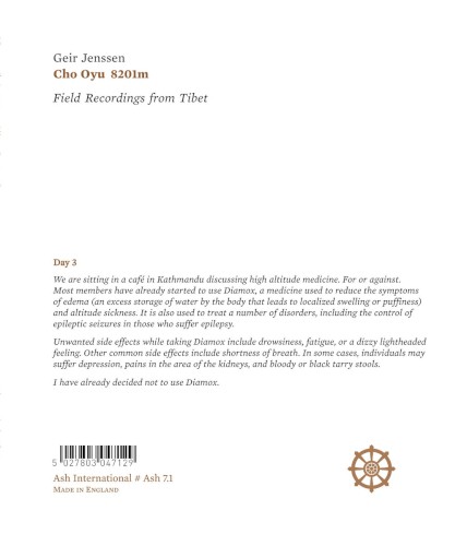 Cho Oyu 8201m (Field Recordings From Tibet) by Geir Jenssen