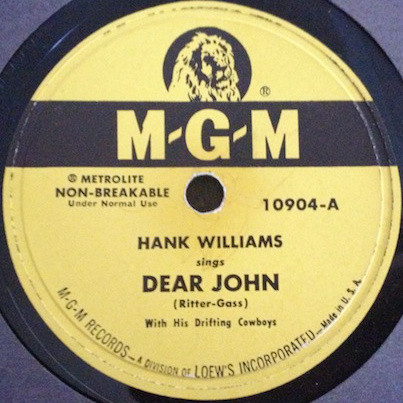 Dear John / Cold, Cold Heart by Hank Williams With His Drifting Cowboys