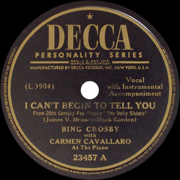 I Can't Begin To Tell You / I Can't Believe That You're In Love With Me by Bing Crosby