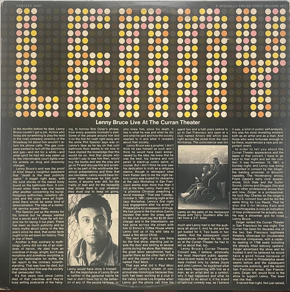 Live At The Curran Theater by Lenny Bruce