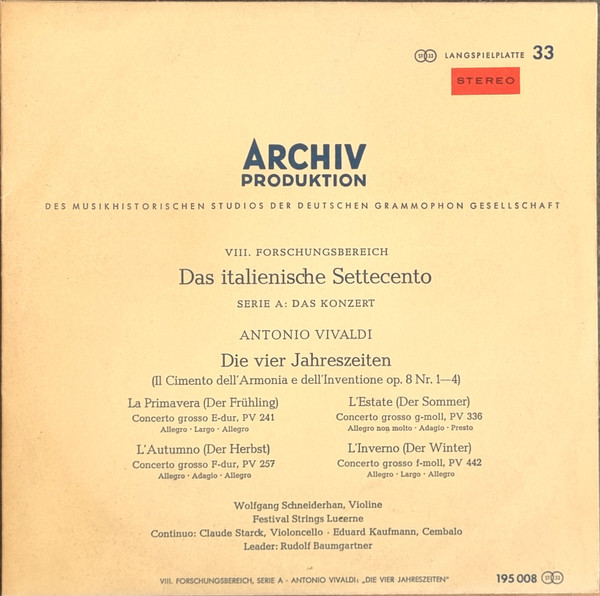 Die Vier Jahreszeiten (Il Cimento Dell'Armonia E Dell'Inventione Op.8 Nr.1-4) by Antonio Vivaldi