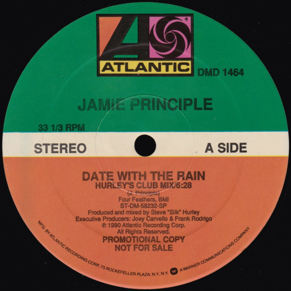 Date With The Rain by Jamie Principle physical vinyl pressing cover artwork on VinVibe
